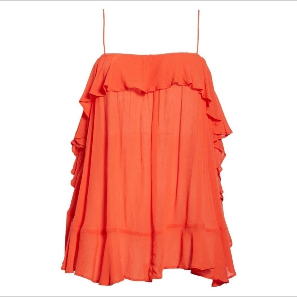 Free People Cascades Ruffle Camisole Red